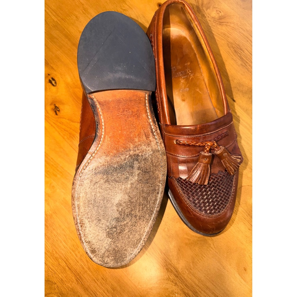 Allen Edmonds Cody 1849 Mens 8.5 E Brown Leather Woven Tassel Kiltie Loafers USA - Picture 5 of 10